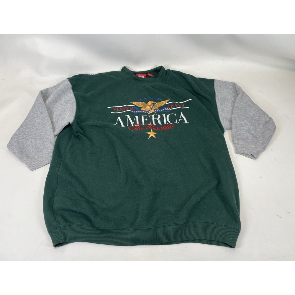 Venezia‎ Jeans Embroidered America The Beautiful Sweatshirt Womens 22/24 Green